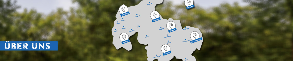 Geschäftsgebietskarte auf grünem Hintergrund