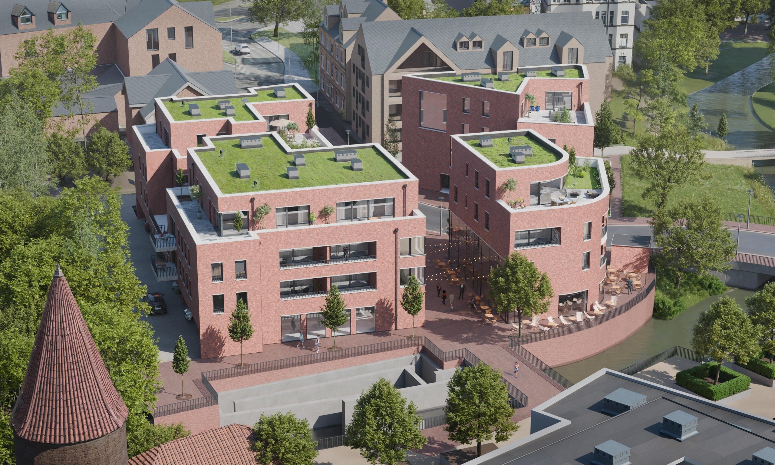 Exponierte Gewerbefläche im Erdgeschoss, zentral in Borken an der Aa im Haus „Wassermühle“ gelegen.