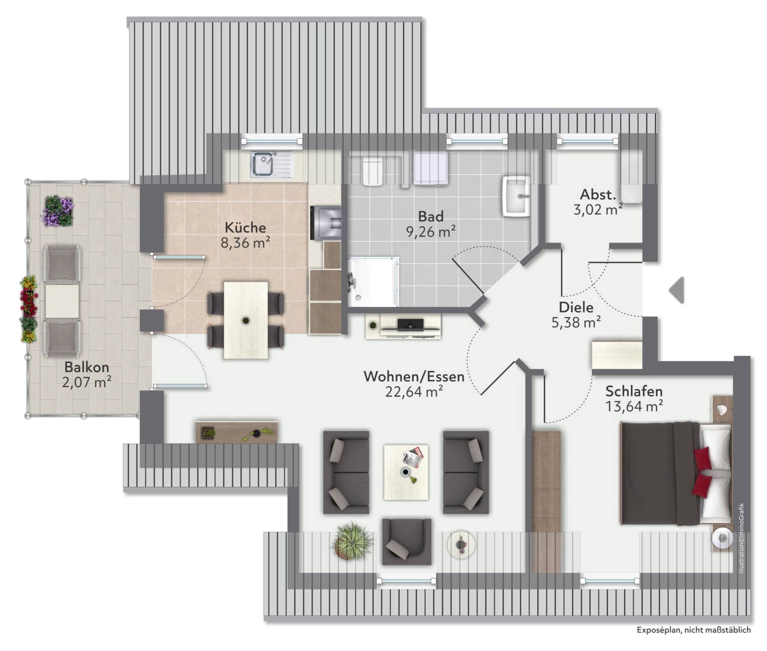 Neubau Flair! Dachgeschoss Wohnung mit West- Balkon in Gescher Hochmoor