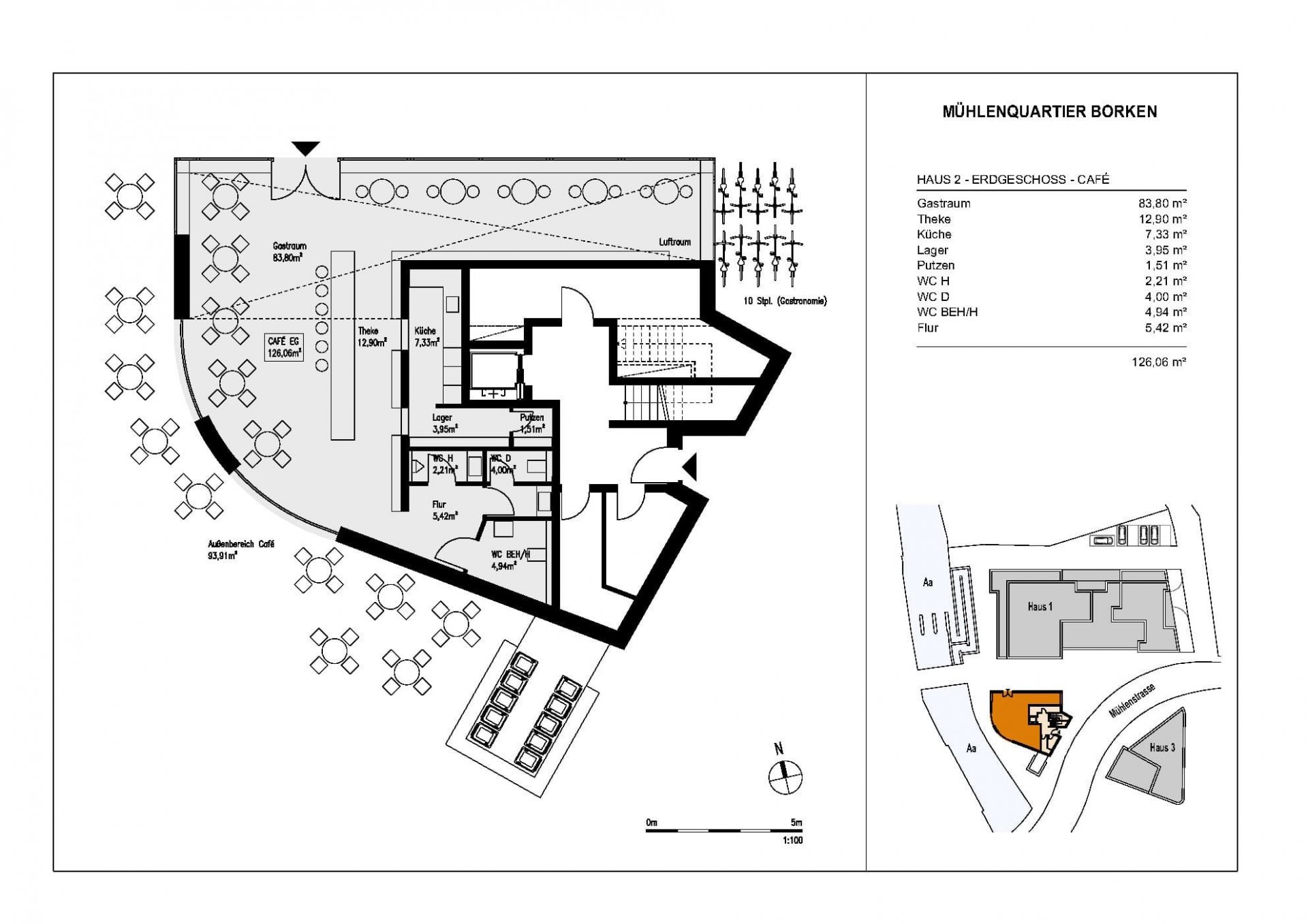 Neubau-Gastronomie im Haus „Aa-Terrassen“: Exklusives Wohn- und Geschäftshaus im Mühlenareal in Bork